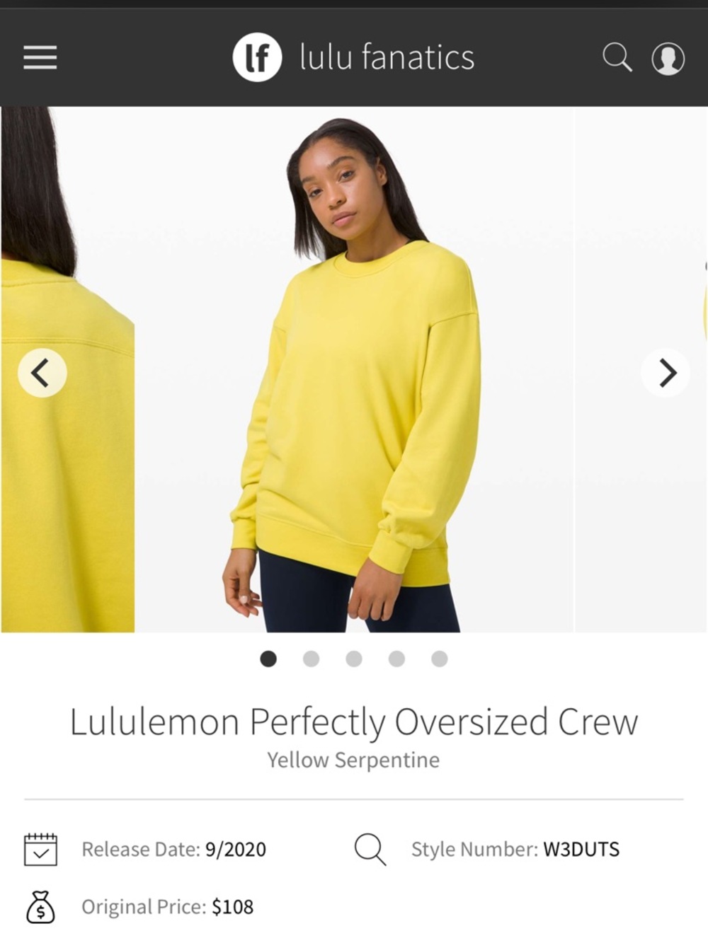 lululemon athletica Perfectly Oversized Crew Sweater - Yellow serpentine 6